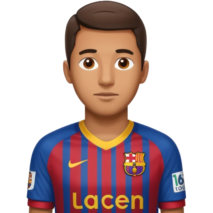 cowo pakai costum barcelona nomor 16 emoji