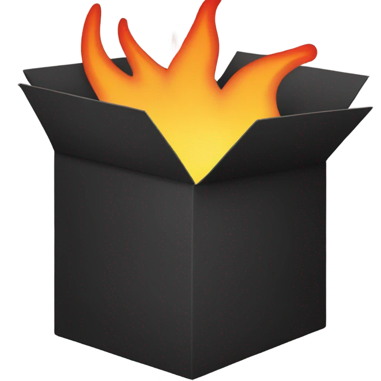 black carboard box with fire in it emoji