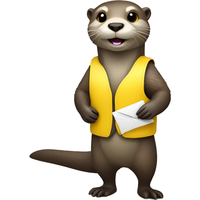 Otter wearing a yellow vest holding mail emoji