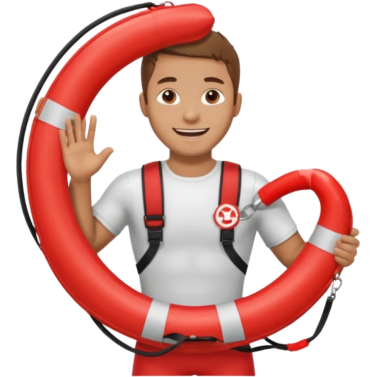 Lifeguard Holding Rescue Tube circle  emoji