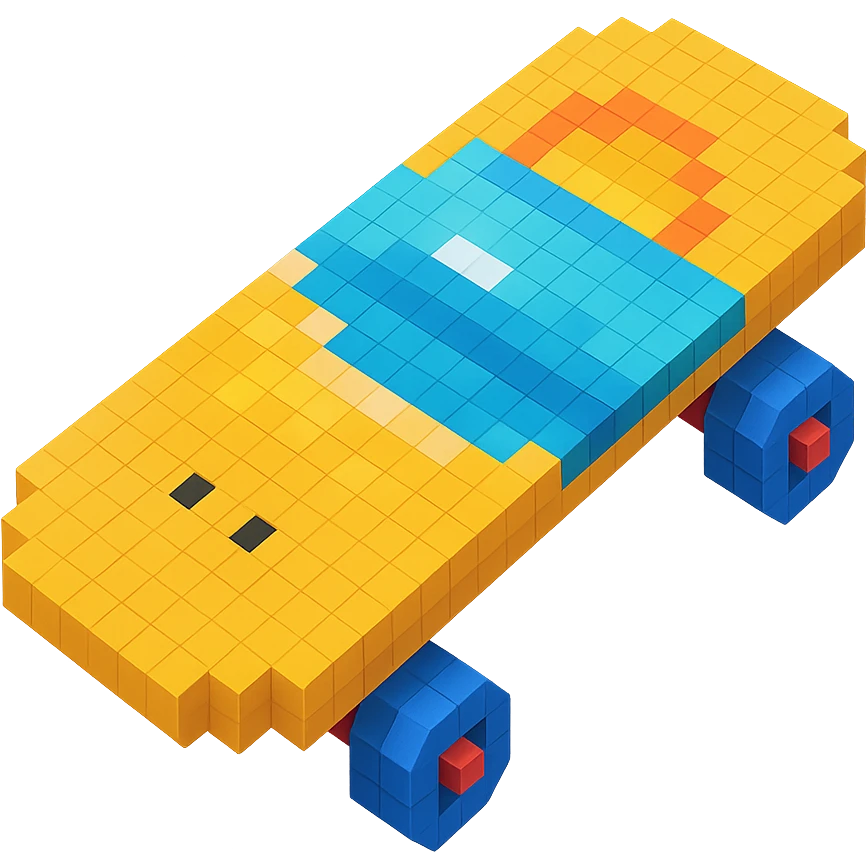 skateboard with a beach-themed print on the deck emoji