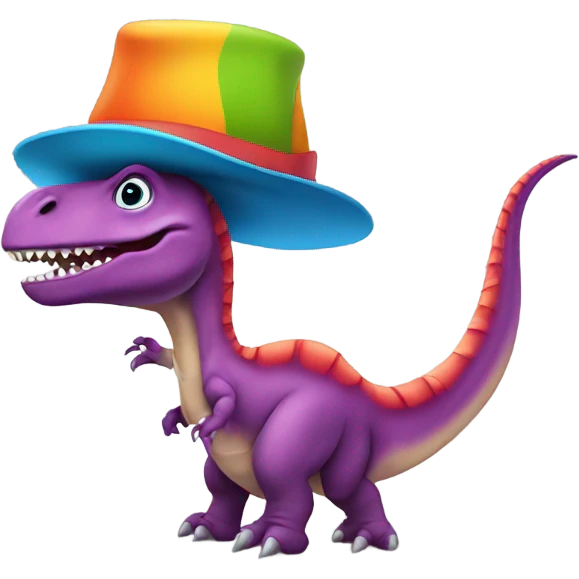 Dinosaur with boot on it head and 2 hats on his head emoji