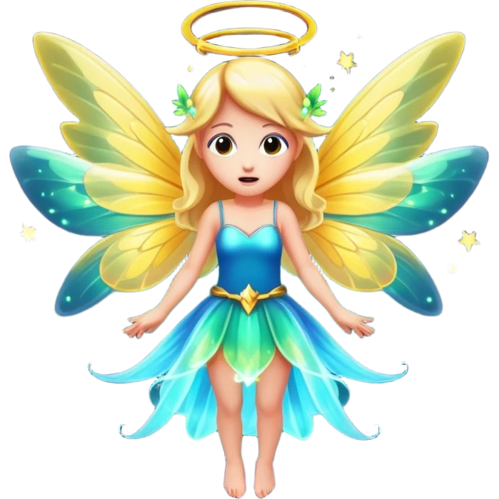 fairy character startled with glowing wings flare emoji