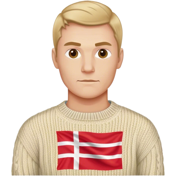 Danish man in sweater with danish flag emoji