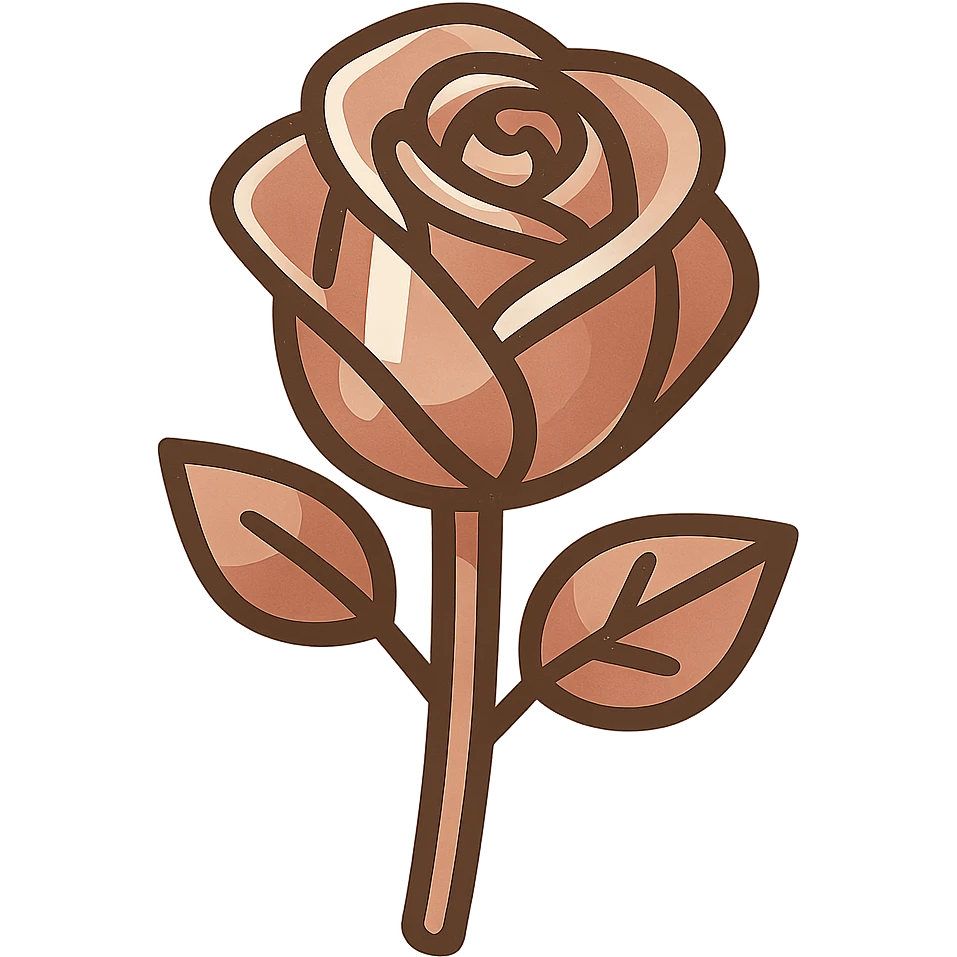 rose gold object, metallic, soft pink, minimal background emoji