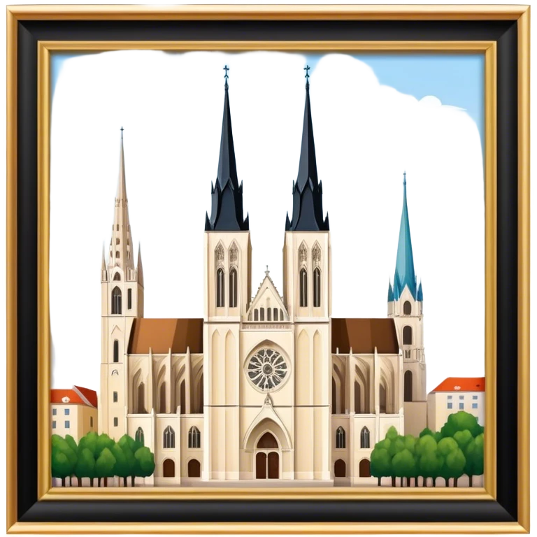 Zagreb Cathedral Landmark Emoji – Depicting its Gothic architecture and twin spires. emoji