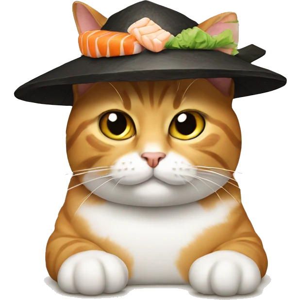 cat wearing sushi as a hat emoji