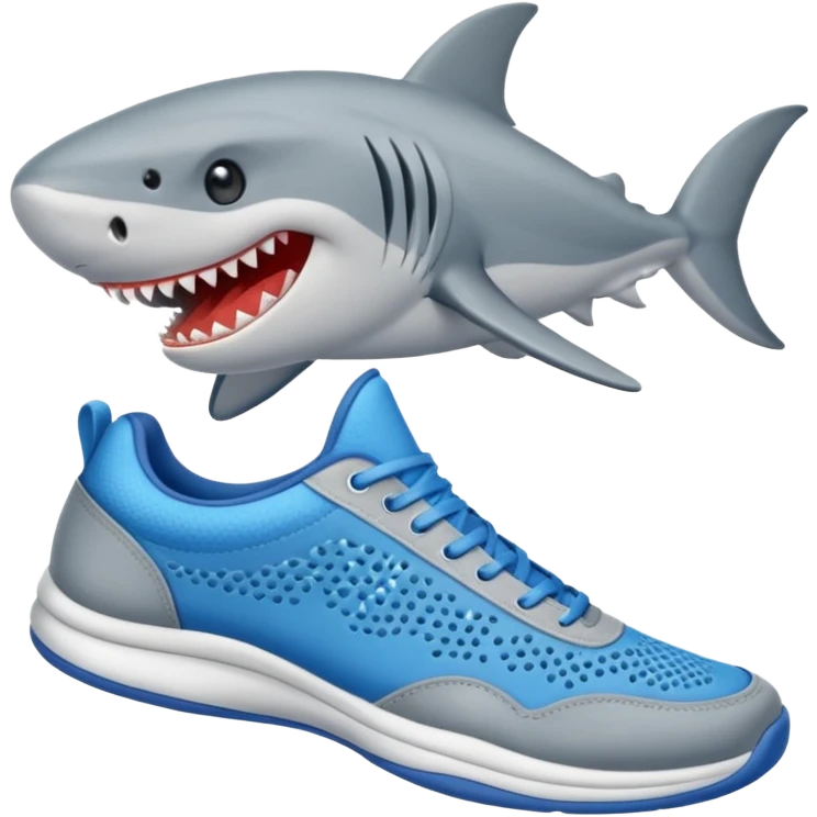 Un tiburón con zapatos tenis azules  emoji