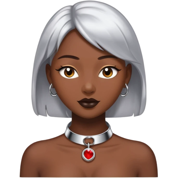 luxury fetish collar, silver chrome, smooth rounded metal, dominant erotic mood emoji
