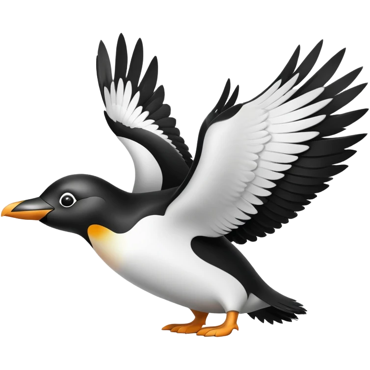 penguin with wings flying through the sky emoji