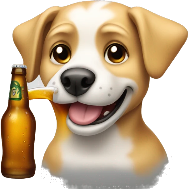 Dog drinking a beer emoji
