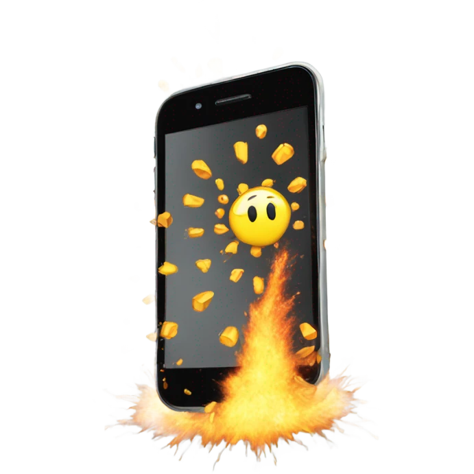 A cel phone exploding emoji