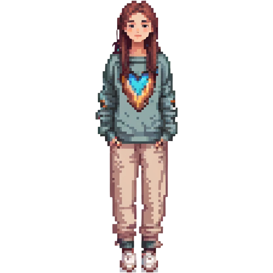 full body modern teenage girl wearing oversized sweater and pants emoji