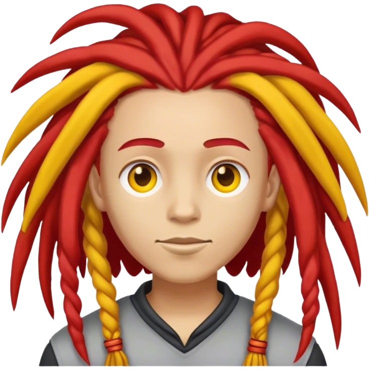 red and yellow dreadlocks emoji