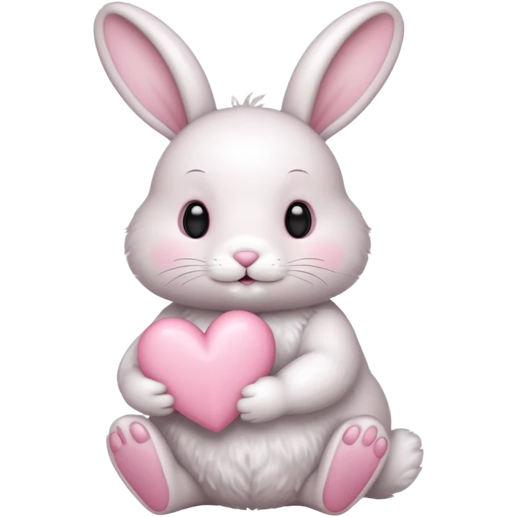White bunny holding a light pink heart emoji