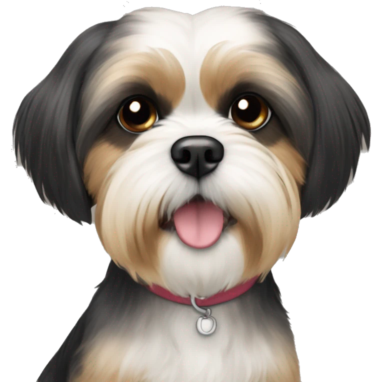 black and tan shih tzu maltese mix black head and face fur emoji