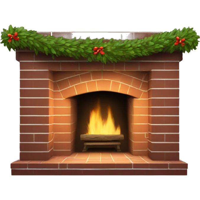 Brick Fireplace with wreath  emoji