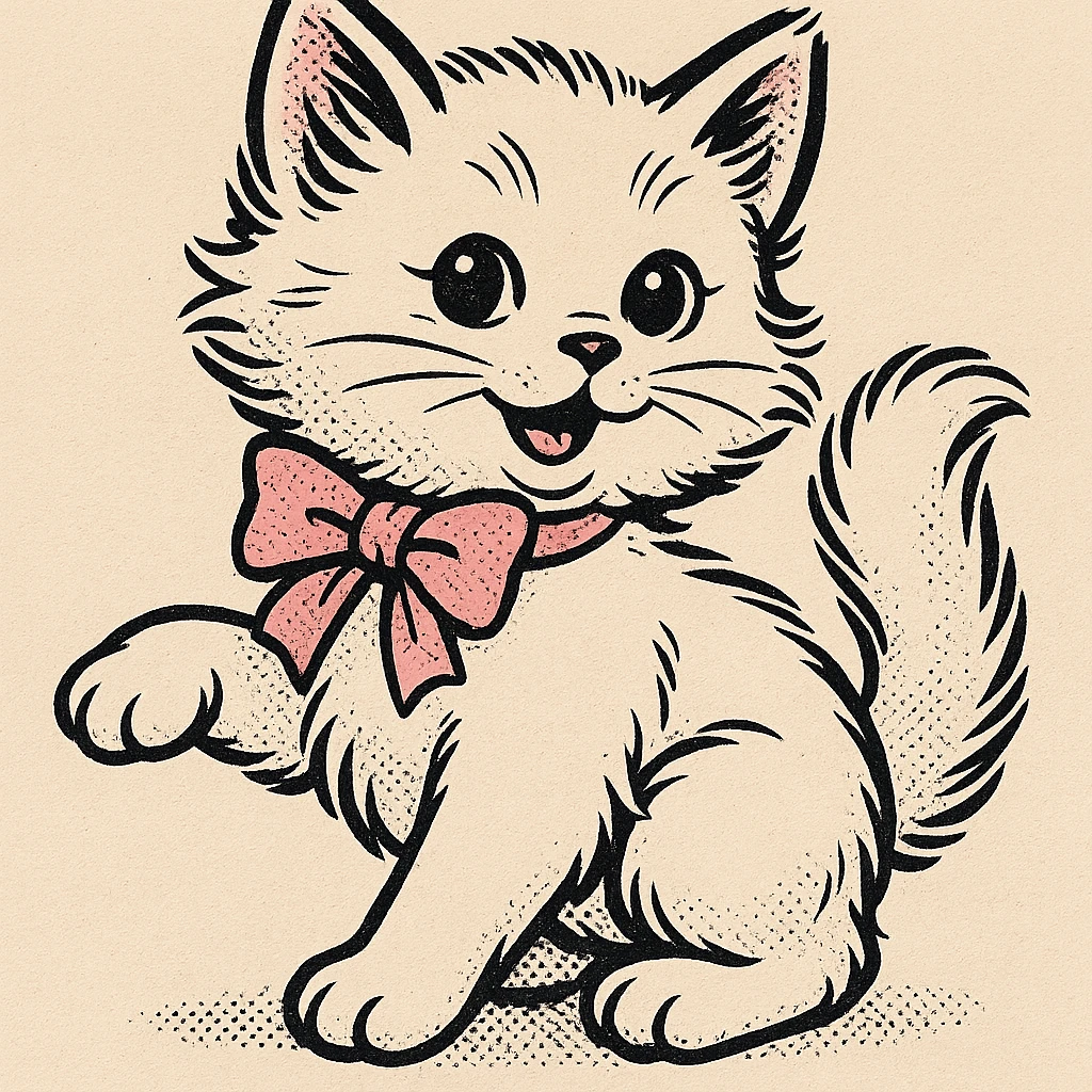cute fluffy white kitten with a light pink bow emoji