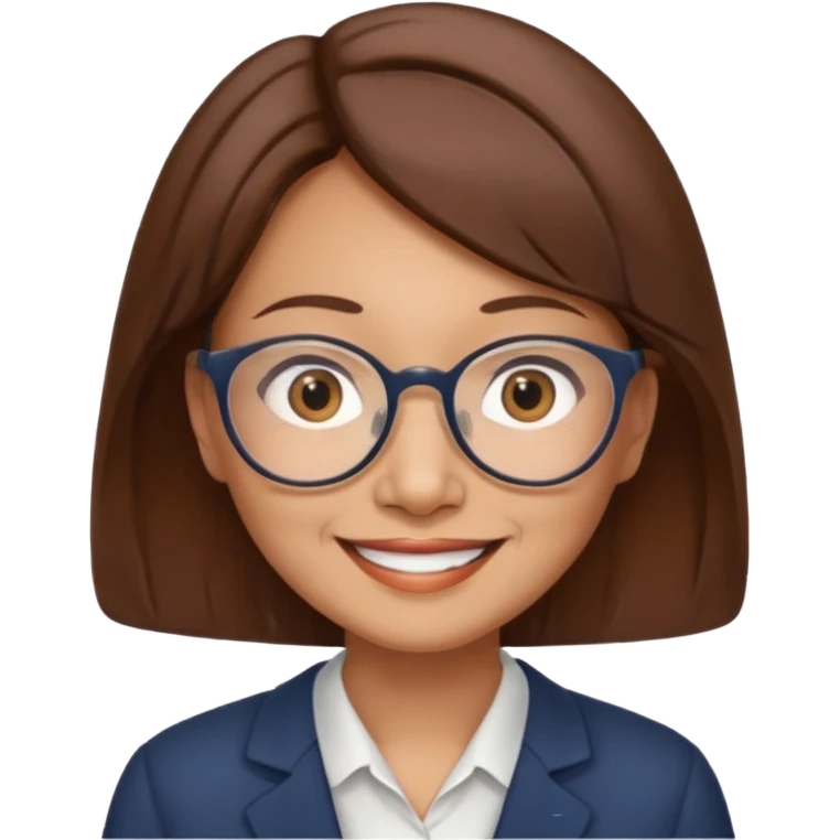 asian female accountant with eyeglasses, round face, brown hair, no tie, 63 years old emoji
