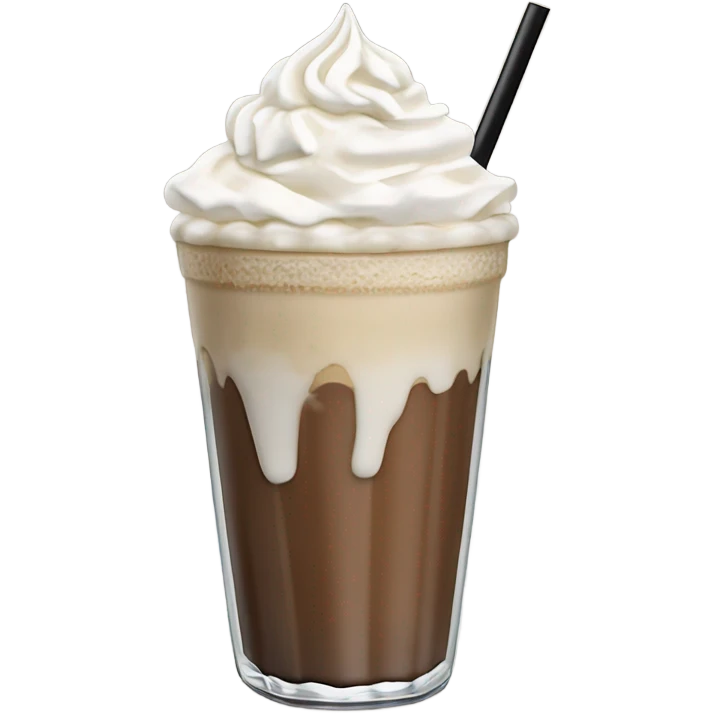 White mocha frappe in glass vase with black straw emoji