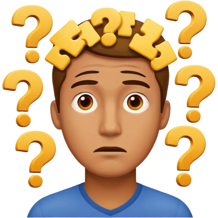 create emoji very is question marks around man head emoji