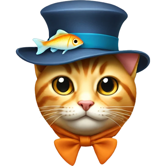 Cat in a hat and a fish in his hat emoji