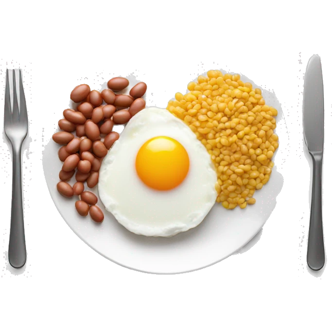 eggs with beans on a white plate emoji