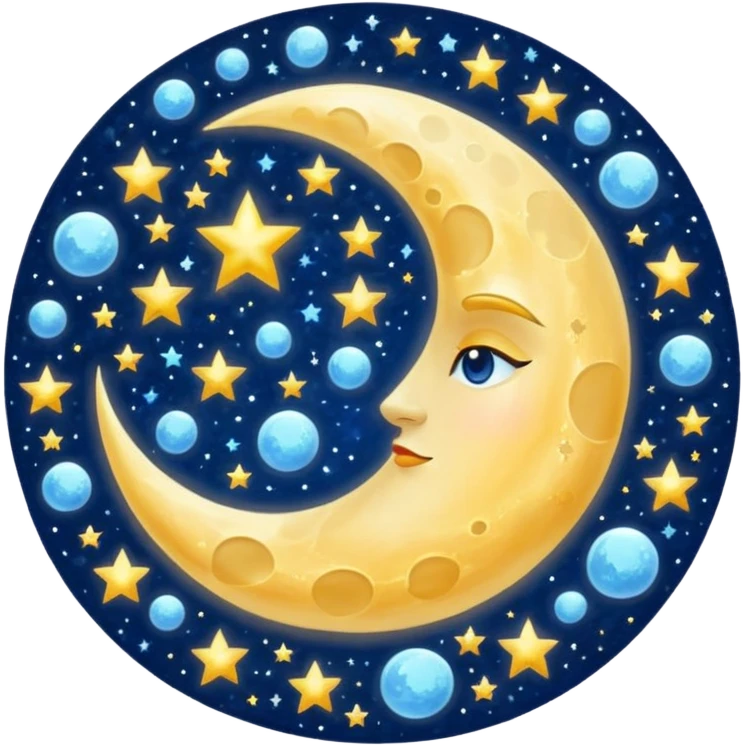 Glitter cian moon emoji