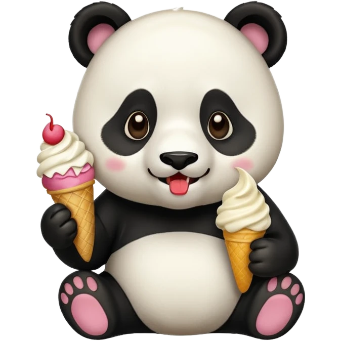 Panda eating ice cream emoji