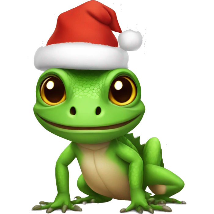 lizard wearing christmas hat emoji