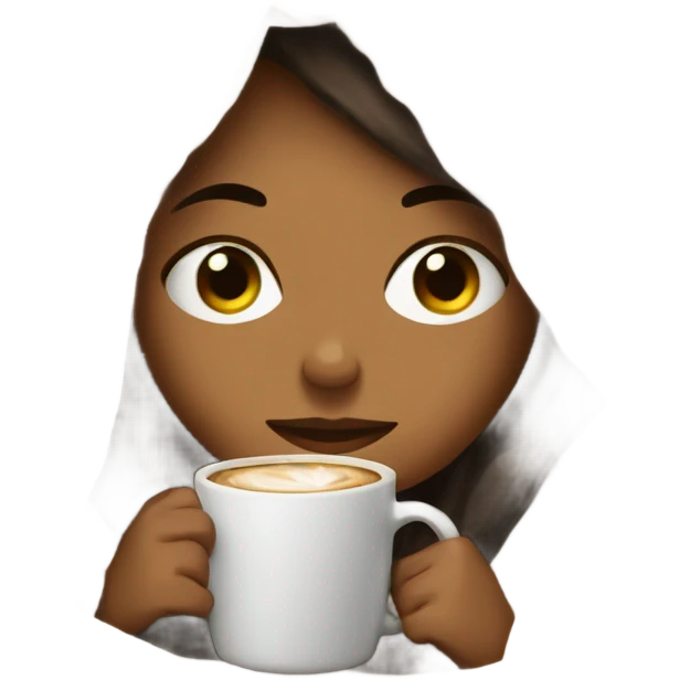 girl inside a blanket sipping coffee eyes closed emoji