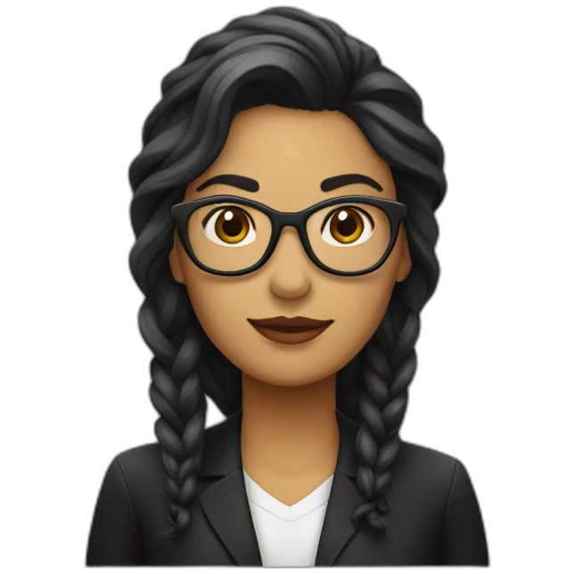 Mujer árabe mayor con gafas y con el pelo largo negro emoji