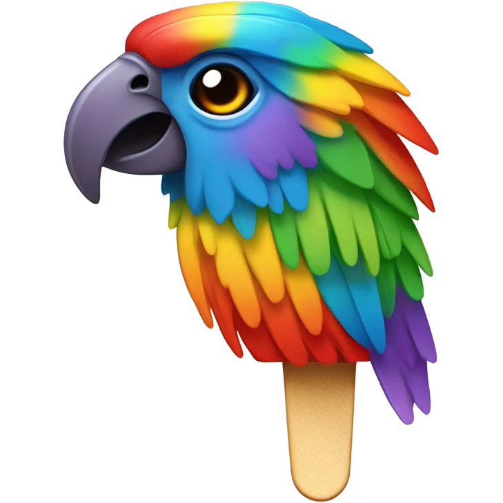 Rainbow popsicle with parrot head emoji
