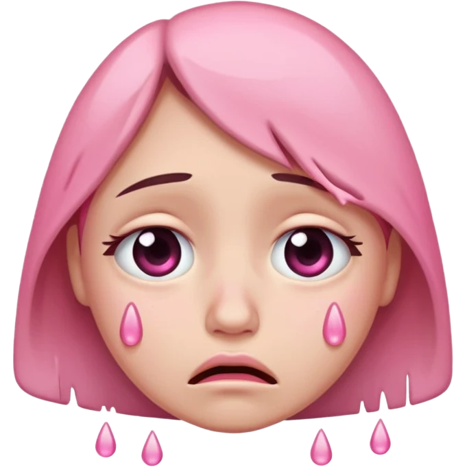 crying face with pink tears emoji