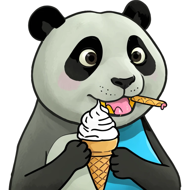 Panda eating ice cream emoji