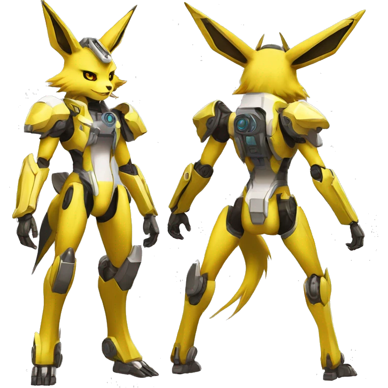 Futuristic mechanical Renamon-Jolteon-Eevee-mecha full body emoji
