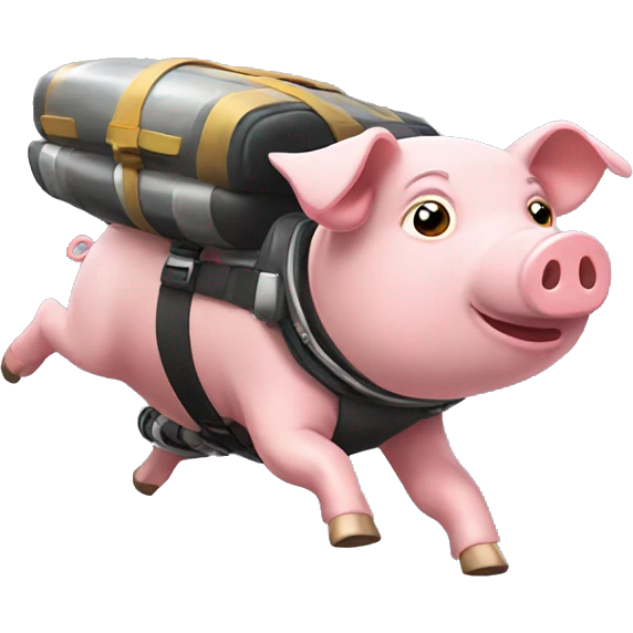 pig flying with jetpack emoji