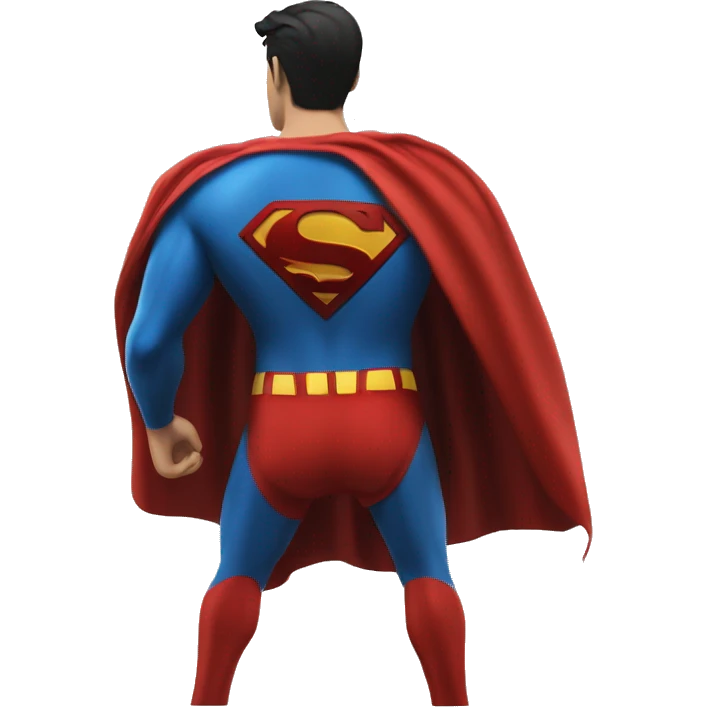 Superman on his back looking back, red cape highlighted (((no symbol))) emoji