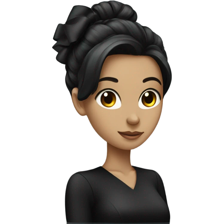 dark hair luxury female wearing black bow in hair emoji