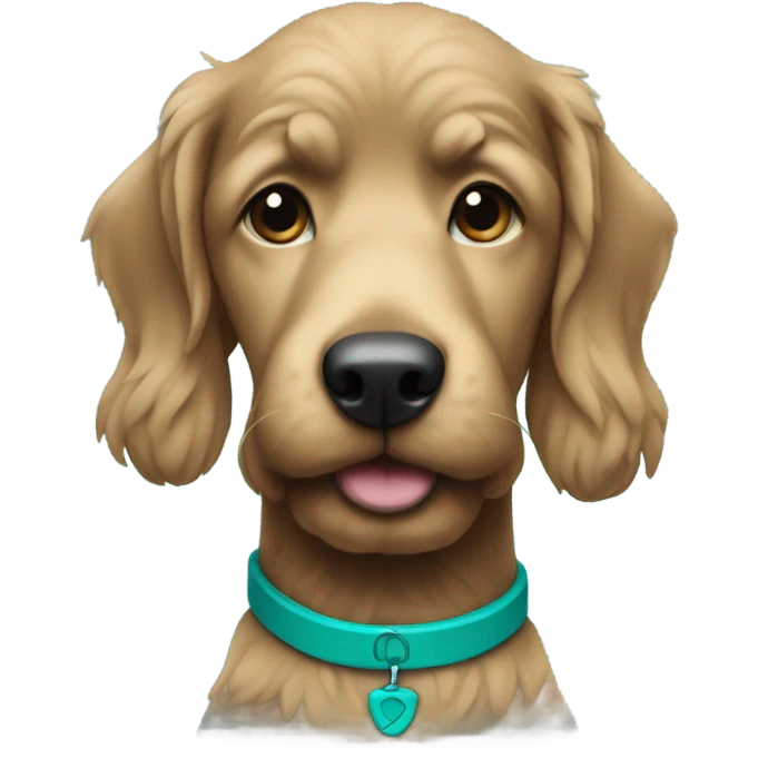 Black doodle with teal collar emoji