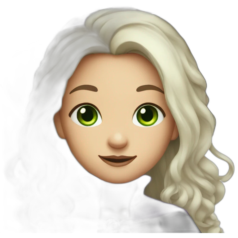 Cute witch with long hair and green eyes emoji