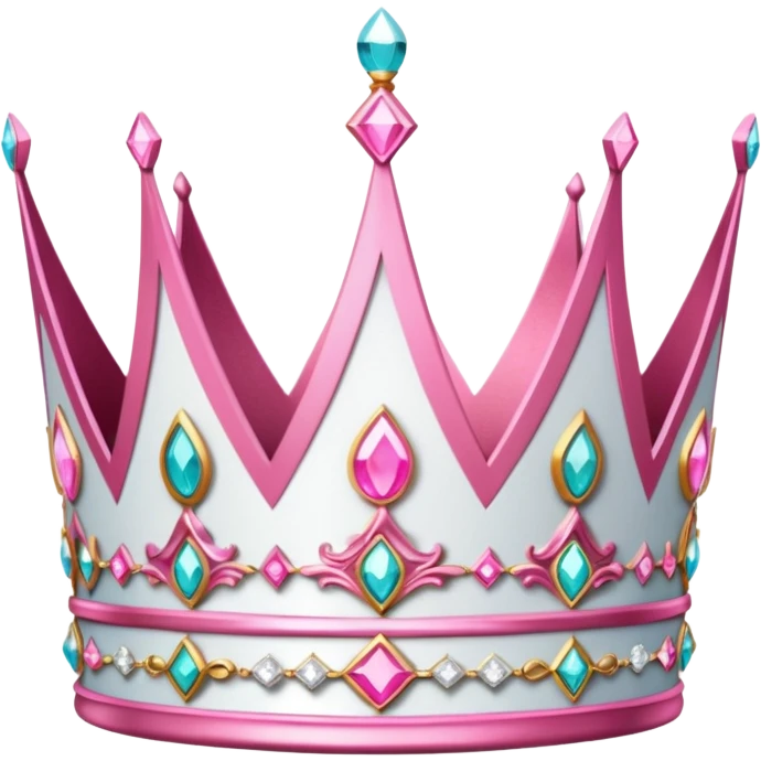glitter pink and white queen crown emoji
