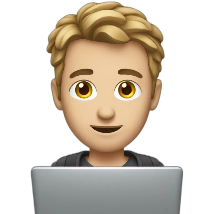 european guy using laptop emoji