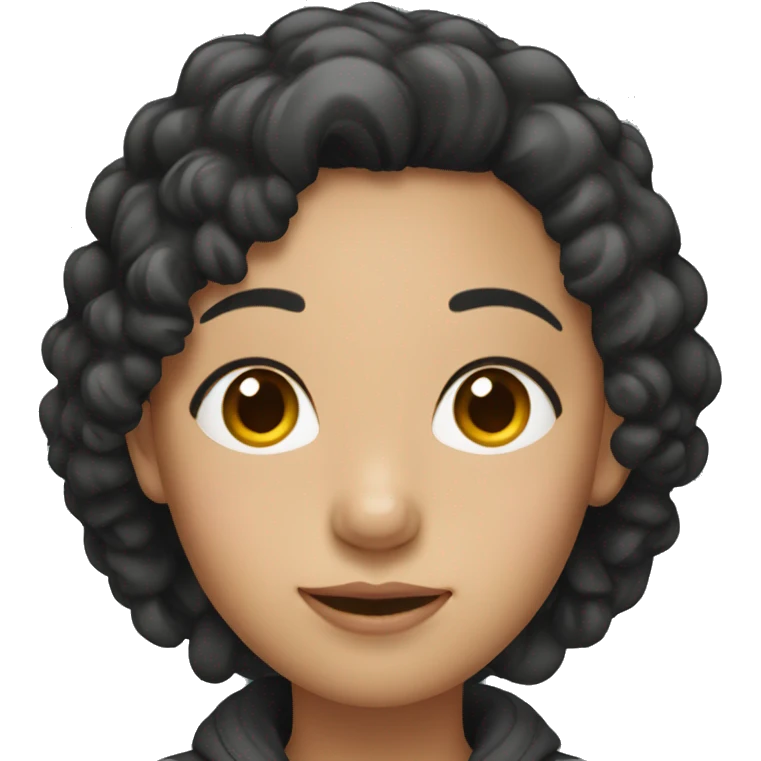 Asian curly black hair female emoji
