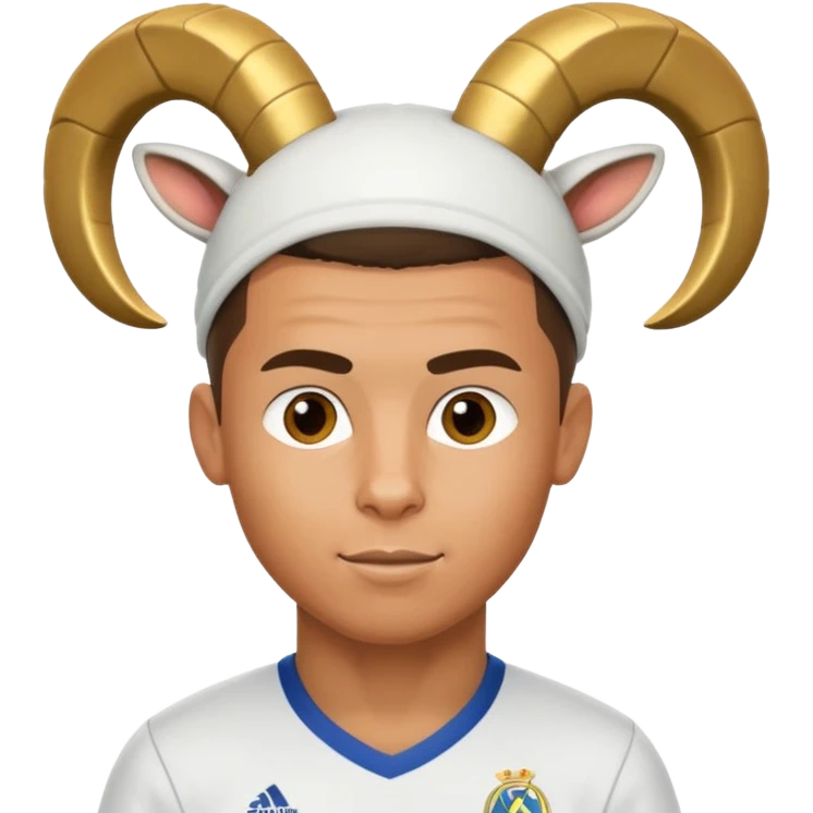 I want Ronaldo in Madrid and something over his head saying GOAT emoji