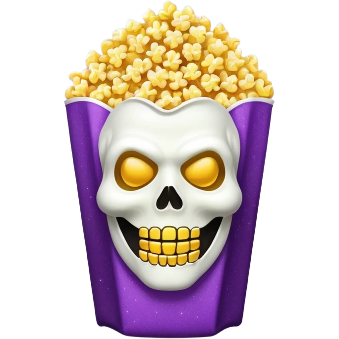 Glitter purple and yellow popcorn with ghostface mask in packaging emoji