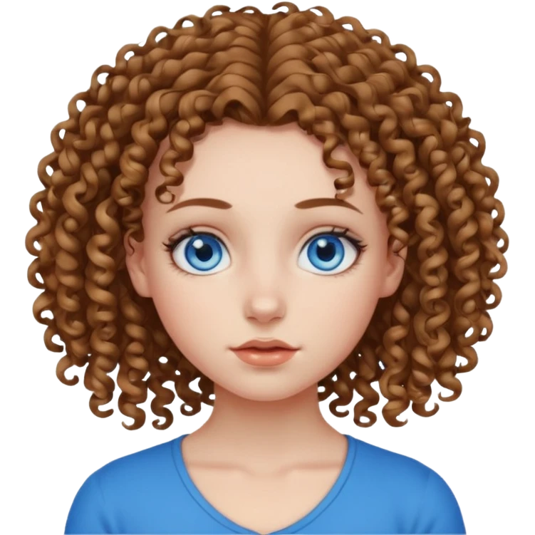 piercing gaze portrait of girl blue eyes curly hair emoji