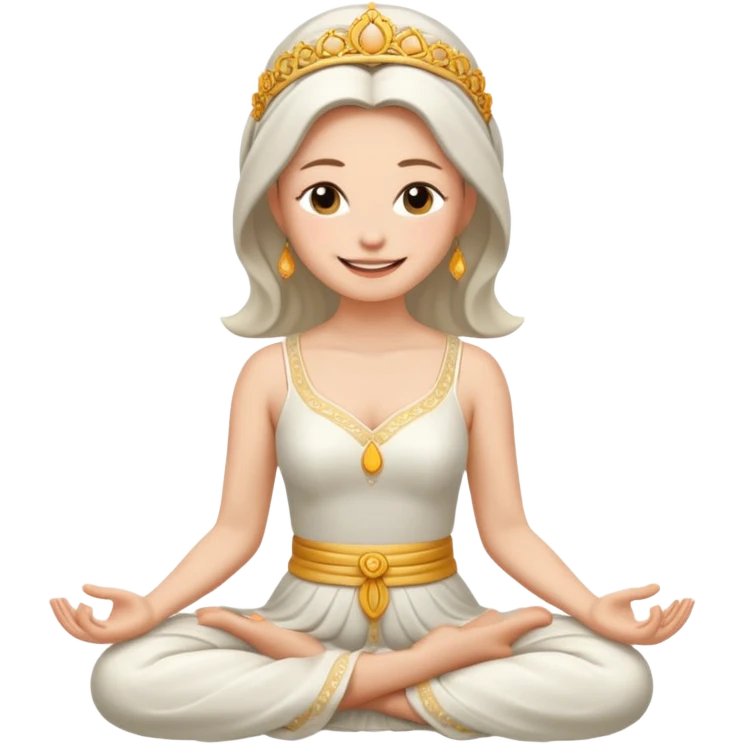 emoji de noiva sorrindo serenamente enquanto medita emoji