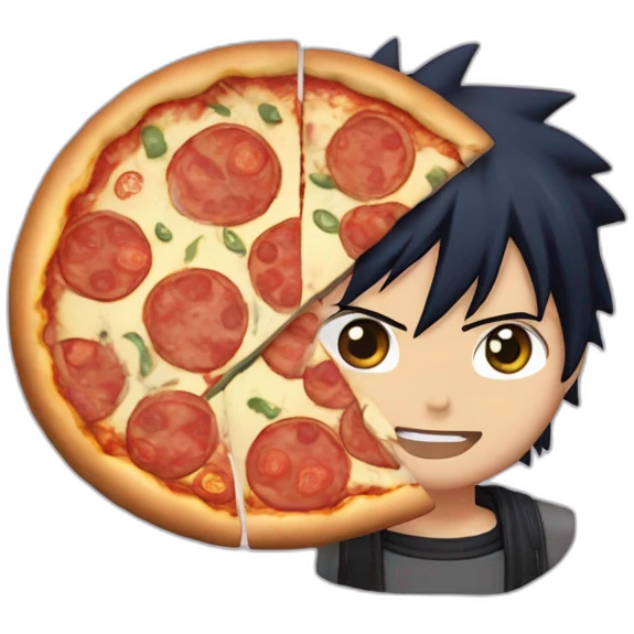 Sasuke Uciha with pizza emoji