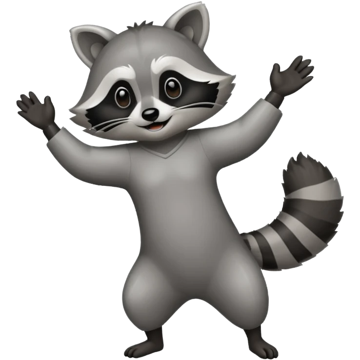 a full body raccoon celebrating / dancing  emoji